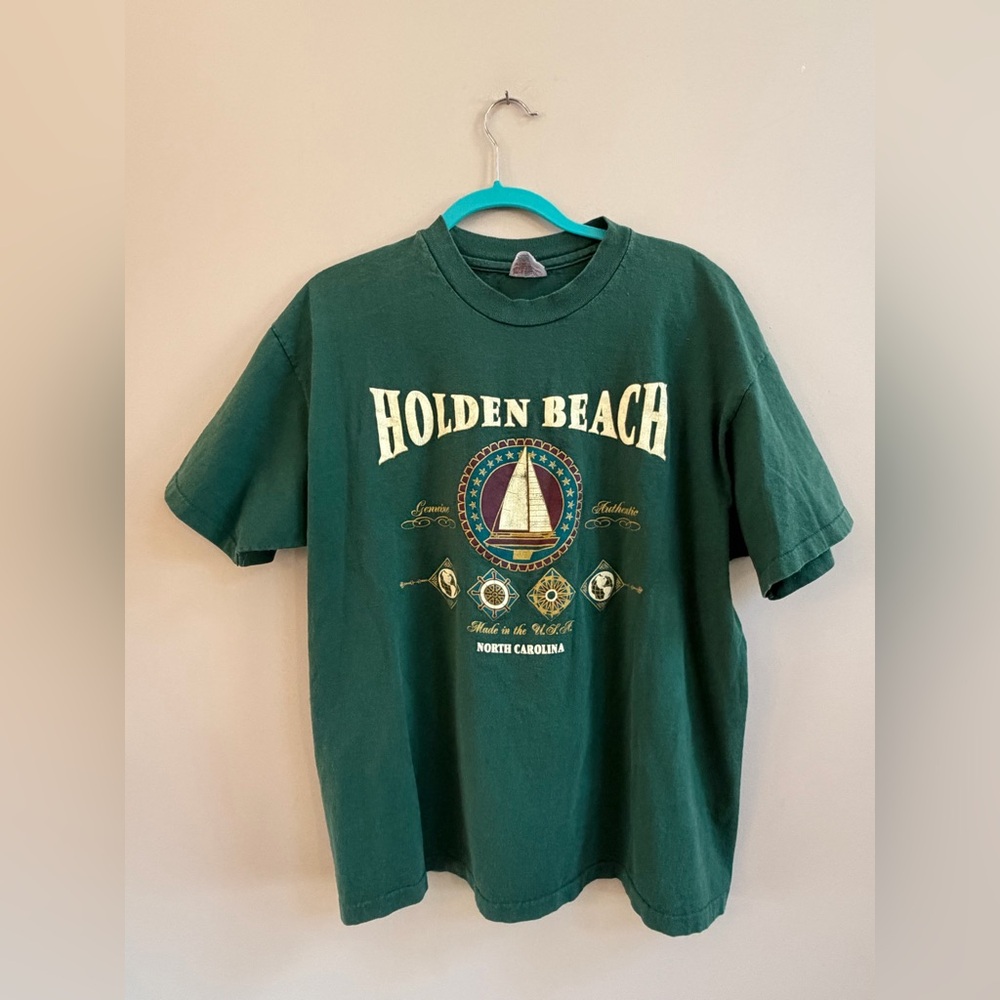 Hanes Heavyweight Vintage Holden Beach North Carolina Nautical Graphic T-Shirt